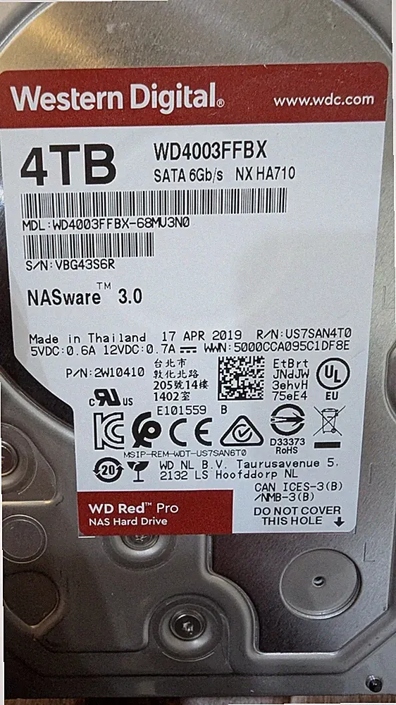 DEFECTIVE Western Digital WD RED Pro 4TB NAS SATA Hard Drive WD4003FFBX 3.5"