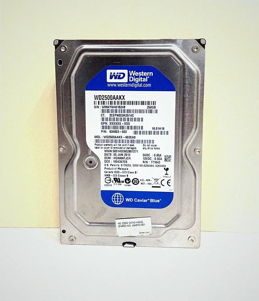 QTY. 2--Western Digital Caviar Blue WD2500AAKX 250 GB 3.5" SATA III Hard Drive