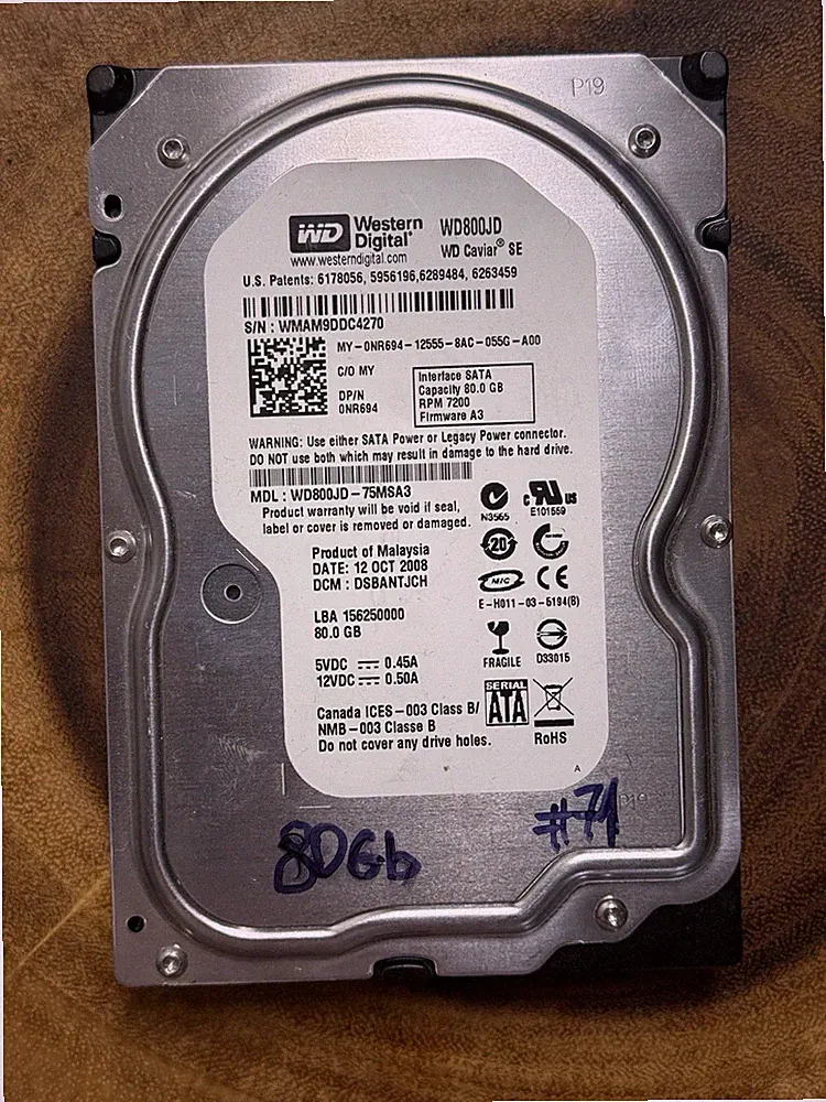 TESTED Western Digital Caviar SE internal hard drive (HDD) WD800JD-75MSA3 #71
