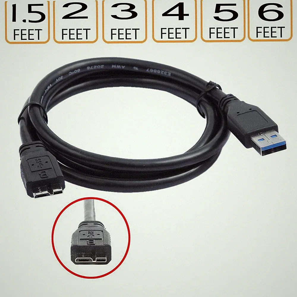 USB Power Charger Data Sync Cable Cord For Western Digital External Hard Drive