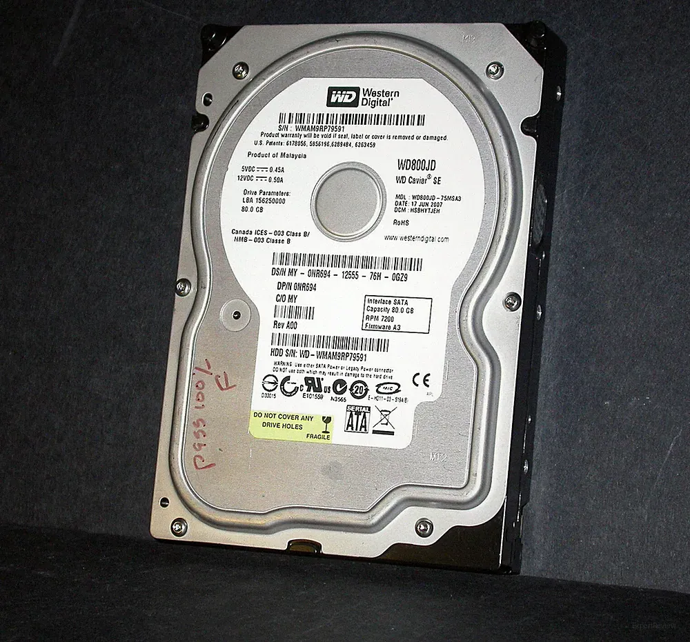 WD Western Digital Caviar 80 GB SATA Hard Drive WD800JD-75MSA3 BIN #2