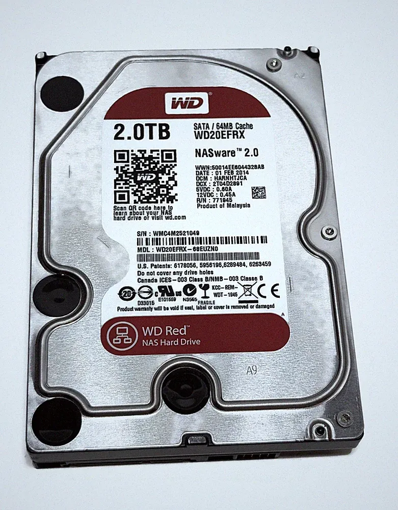 WD Western Digital Red NAS 2TB 3.5" HDD SATA 6Gbps 7200RPM 64MB WD20EFRX-68EUZN0