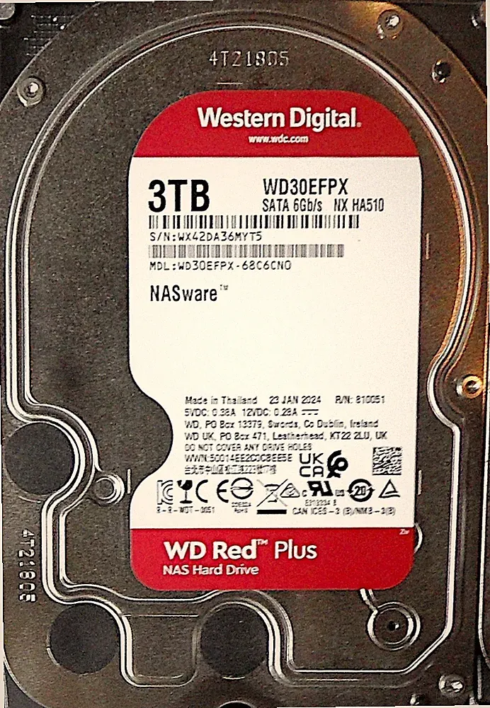 WD30EFPX-68C6CN0 WESTERN DIGITAL RED PLUS 3TB THAILAND SATA HDD WITH WARRANTY