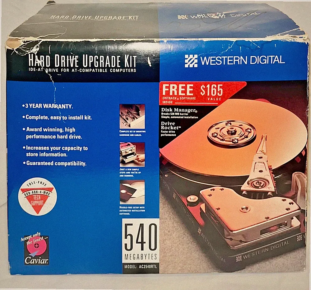 Western Digital Caviar 540MB IDE Hard Drive Upgrade Kit AC2540RTL Vintage PC NEW