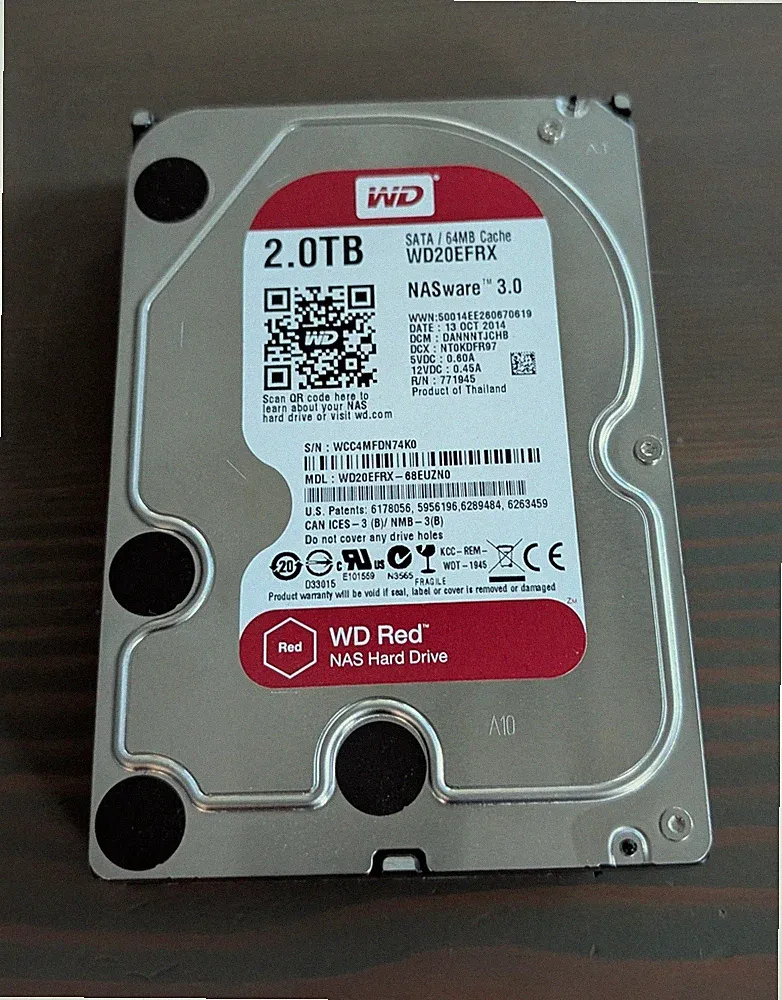 Western Digital NAS 2TB Red Hard Drive NASware 3.0 SATA WD20EFRX