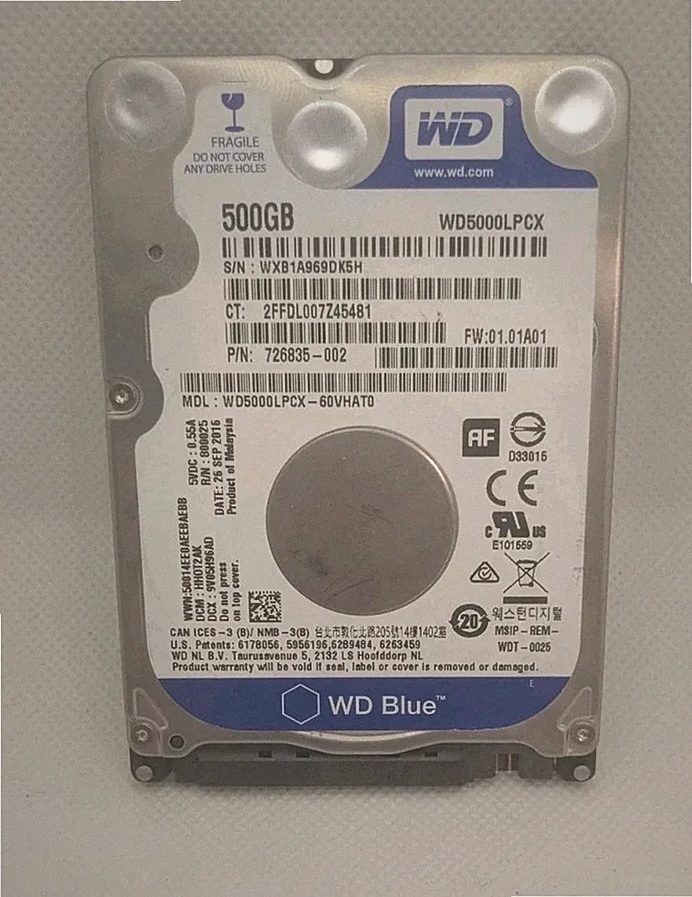 Western Digital WD Blue 2.5" SATA 500GB Hard Drive 5400RPM WD5000LPCX