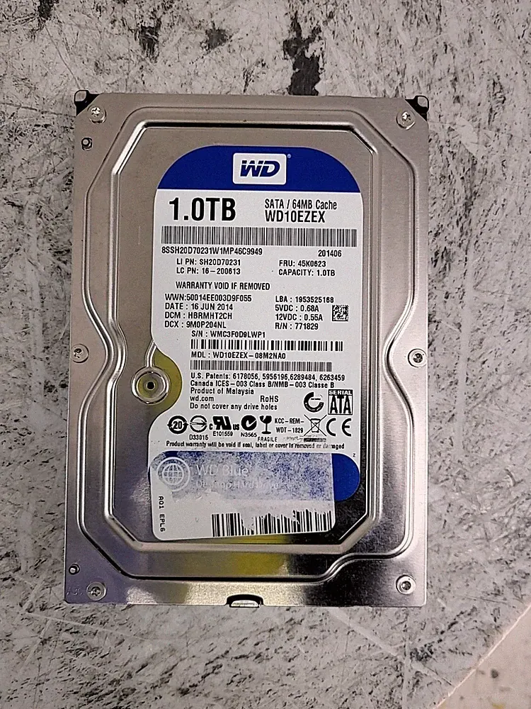 WESTERN DIGITAL WD10EZEX-08M2NA0 Hard Drive 1TB SATA 3.5"