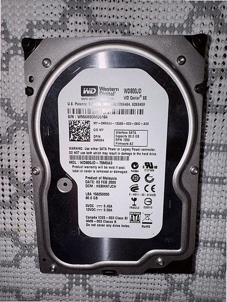 WESTERN DIGITAL WD800JD-75MSA3 80GB 7200 RPM SATA HARD DRIVE