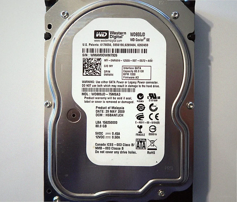 Western Digital WD800JD-75MSA3 HSBANTJCH (WMAM) Malaysia 80gb Sata 29MAY2009